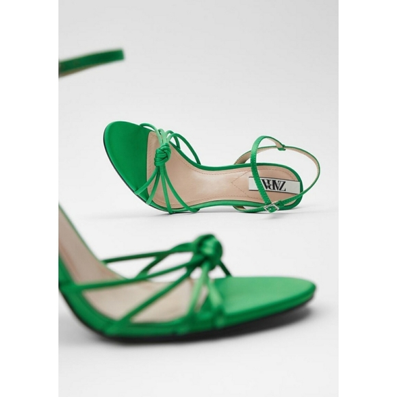 🌿NWT🌿Zara KNOTTED STRAPPY HEELED SANDALS TRF